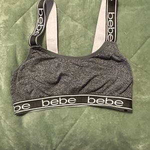 Bebe Gray Sports Bra with Logo Straps#2